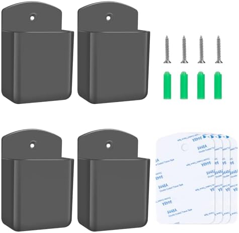4 PCS Remote Control Holders Wall Mount, Self Adhesive TV Air Conditioner Remote Control Holder, Wall Mount Storage Box Organizer Wall Pen Holder Storage for Home Office School (Grey) by Unknown
