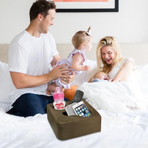 Couch Cup Holder Pillow Tray & Caddy - for Sofa, Bed, Car, Man Cave | Keep Drinks at Hand & Spill-Proof Accessories for New Parents, Camping, Park, Boat, Beach - Brown - Image 3