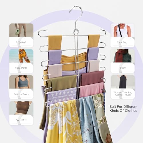 Scarf Hanger 2 Pack Scarf Hangers for Closet Organizer,6 Tiers Metal Space Saving Hanger with 360 Degree Hook,Mult Function Closet Organization for Scarves,Tank Top,Leggings - Image 5