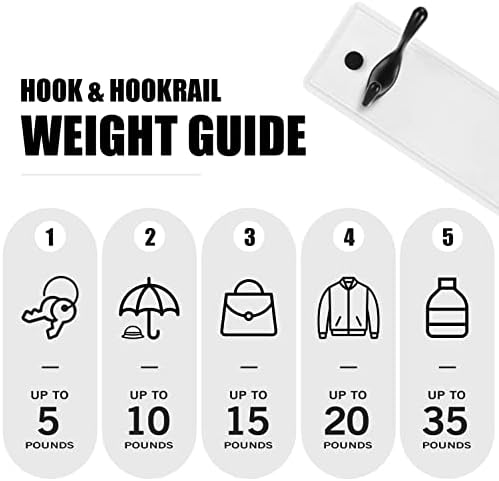 Heavy Duty Wooden Coat Rack, Wall-Mounted, Black Hook White Board, 9 Inch - Image 3