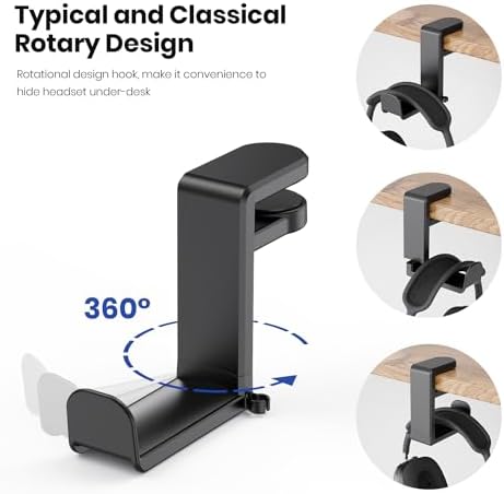 EURPMASK Rotating Headphone Stand,Adjustable Clamp-on Headset Holder Hanger - Image 5