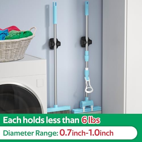 reliahom Broom Holder Wall Mount Mop Grippers organizer wall hanging, 5Pack - Image 5