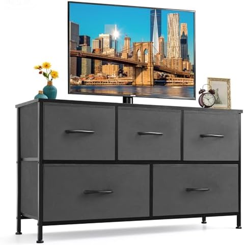 5-Drawer Dresser for Bedroom, Anti-Tip Wide Storage Organizer Fabric by SageNest