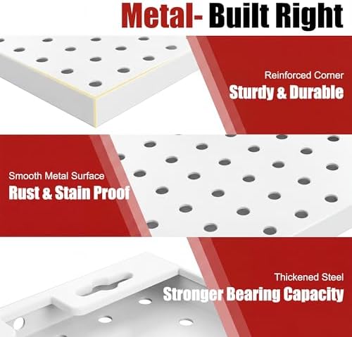 Heavy Duty Peg Board, 4 Pack Metal Pegboard Panels with 50 Hooks - Image 4