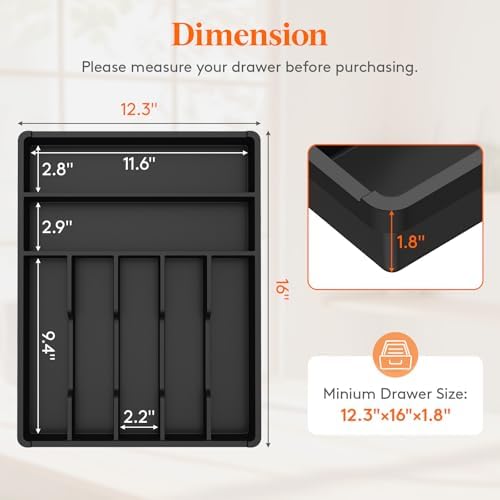 Lifewit Silverware Drawer Organizer Tray, Cutlery Storage for Kitchen - Image 3