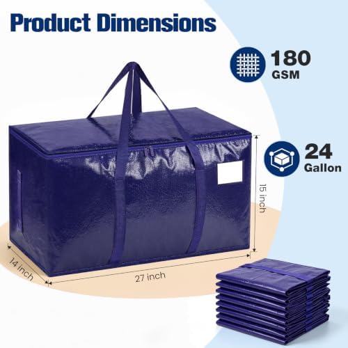 6 Pack Heavy Duty Waterproof Moving Bags, Foldable Totes - Image 2