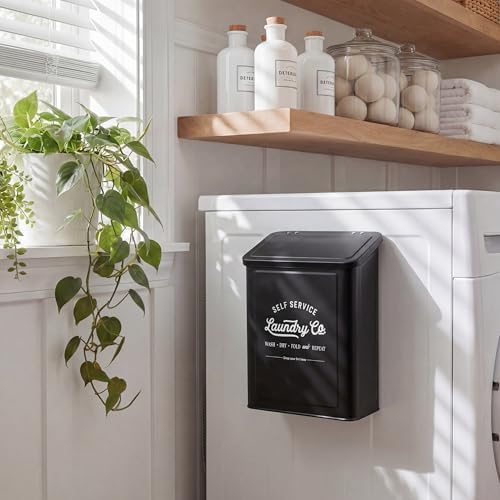 MONJITA Magnetic Lint Bin for Laundry Room, Wall Mounted Lint Trash Can with Lid for Dryer, Laundry Room Organization and Storage with Brush(Black) - Image 5