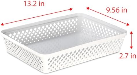 Glad Plastic Storage Basket Set - Multipurpose Drawer Trays, Kitchen Pantry Containers, and Bathroom Bins - 3 Pack Large Organizers, White - Image 6