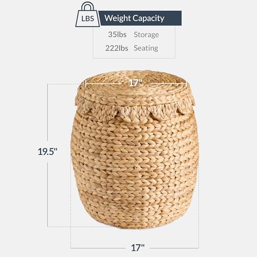 Best Choice Products Scalloped Multipurpose Hyacinth Storage Basket, Plant Décor, Handwoven Organizer Tote for Bedroom, Living Room, Nursey, w/Lid - Natural - Image 2