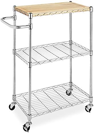 Whitmor Supreme Kitchen and Microwave Cart Wood & Chrome 13.25 x 27.5 x 33.5 inches by Whitmor