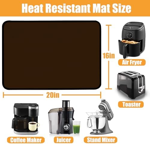 TOHONFOO Heat Resistant Mats for Countertop & Air Fryer, 20x16 in, Coffee - Image 3