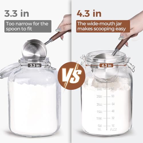 ComSaf Large Glass Jars with Airtight Lid 1.1 Gallon 2 Pack Wide Mouth - Image 2