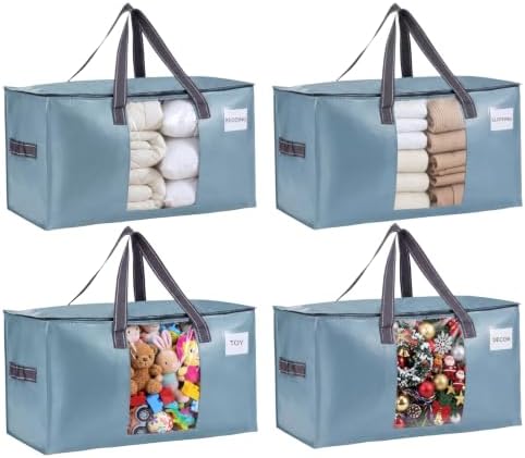 VENO Moving Bags, Wide Open Top, Clear Window, Light Blue, 4 Pack by Veno