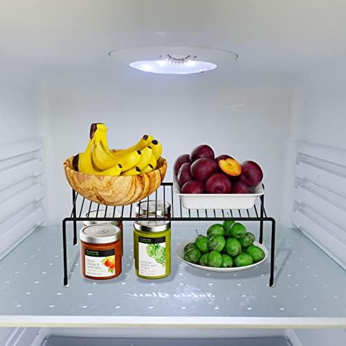 Kitchen Cabinet Shelf Organizer Set of 2, Large (15.7 x 9.4 inch) Metal Wire Pantry Storage Shelves, Dish Plate Racks for Cabinets, Freezer, Counter, Cupboard Organizers and Storage, Black - Image 5