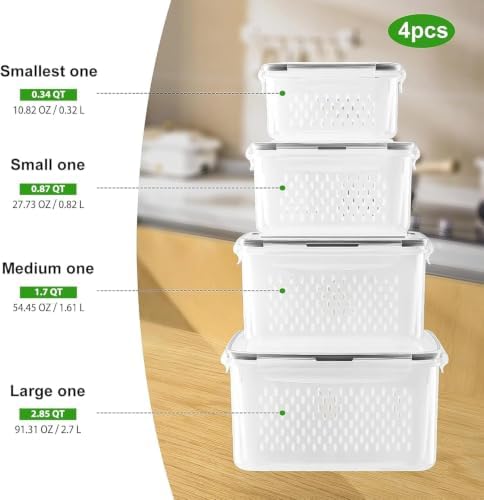 Freshmage 4 PCS Fruit storage Containers for Fridge,Food Storage Containers - Image 2