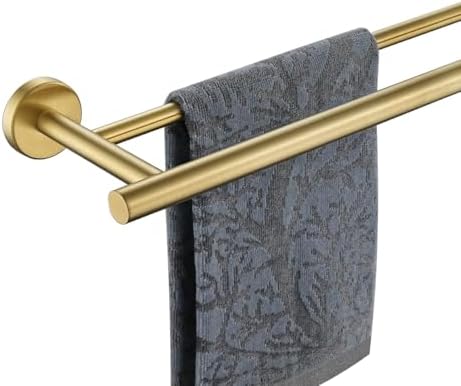 JQK Double Bath Towel Bar, Brushed Gold 30 Inch 304 Stainless Steel Thicken 0.8mm Towel Rack for Bathroom, Towel Holder Wall Mount, 27 Inch Useable Length, TB100L27-BG by Homeimprovement