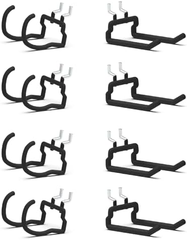 HUHOLE 8 Pack Pegboard Drill Holder Utility Hooks for 1/4 Inch Pegboard by HUHOLE