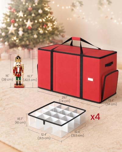SONGMICS Christmas Ornament Storage Box with Dividers, 4 Tiers - Image 5