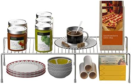 Redrubbit Cabinet Storage Shelf Rack, 4 Piece Expandable Metal Rustproof Kitchen Counter and Cabinet Shelf, Storage Rack Organizer Space Saver for Kitchen, Fridge, Cabinet, Bathroom, Chrome, Set of 2 - Image 4