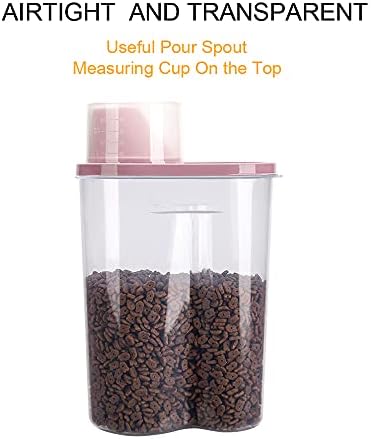 2 Pack 2lb/2.5L Pet Food Storage Container with Measuring Cup for Small Dog, Cat, Waterproof-BPA Free - Image 2