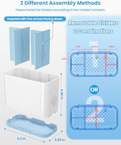 Toothbrush and Toothpaste Holders for Bathrooms Countertop - Detachable 5 Slots Kids Electric Toothbrush Holders Set Wall Mounted with Removable Dividers for Bathroom Decor and Accessories Organizer - Image 2