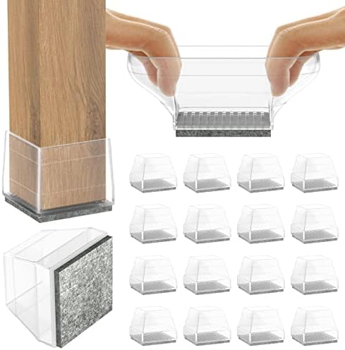 Square Chair Leg Protectors for Hardwood Floors,(Clear, Fit: 0.866-1.14"). by ComeHomeWithMe
