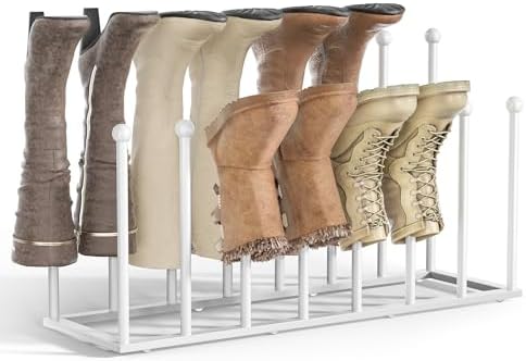 Freestanding Boot Rack, Shoe Storage Organizer Fit for 8 Pairs, White by pickpiff