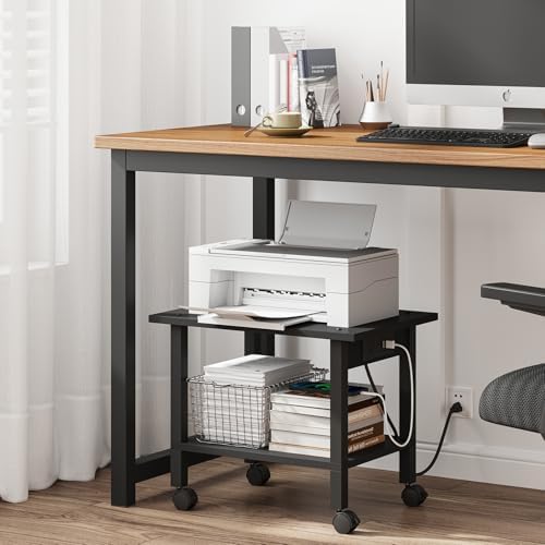 TUTOTAK Printer Stand, 2 Tier Rolling Printer Cart with Charging Station - Image 6