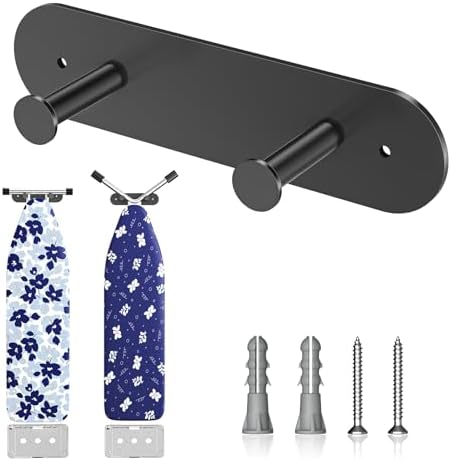 Ironing Board Hanger Wall Mount, Ironing Board Holder for Storage Y or T Leg, Metal Iron Board Hanger for Wall for Laundry Room (Black) by LOXSUN