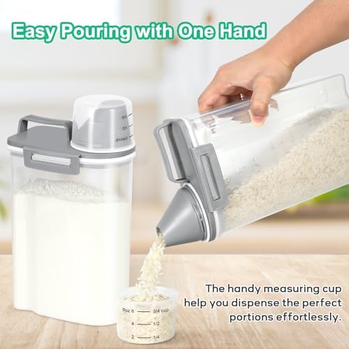 TBMax Rice Storage container 4 Lbs, Small Rice Dispenser with Measuring Cup, Cereal Containers Flour Bin, Kitchen Food Storage Container and Pantry Organizers, Pet Dog Cat Food Dispenser - Image 2