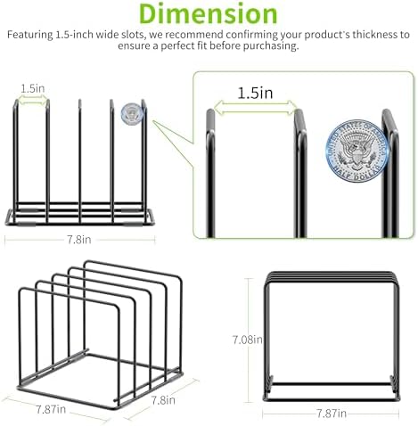 Kitchen Organizer Rack - 4-Slot Heavy-Duty Holder for Cutting Boards,Cookware – Rust-Resistant, Space-Saving Design with Non-Slip Feet for Countertop and Cabinet Storage (2 Pack) - Image 2
