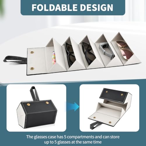 5 Slots Travel Sunglasses Organizer Holder, Foldable Travel Sunglass Case - Image 4