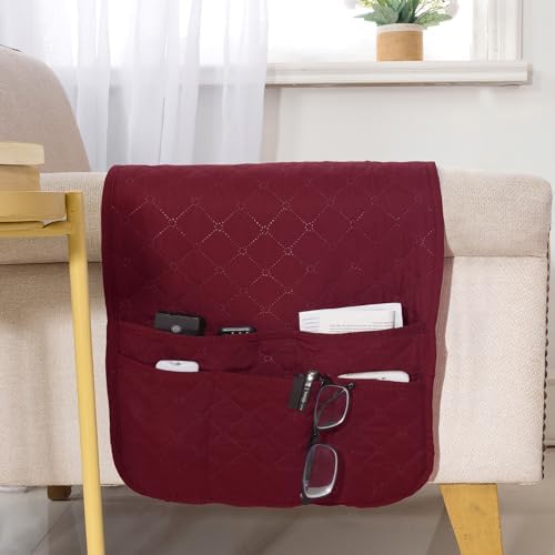 Armchair Caddy for Couch Remote Control Holder with 4 Pockets, Red 1 Pack by luckyjoyreal