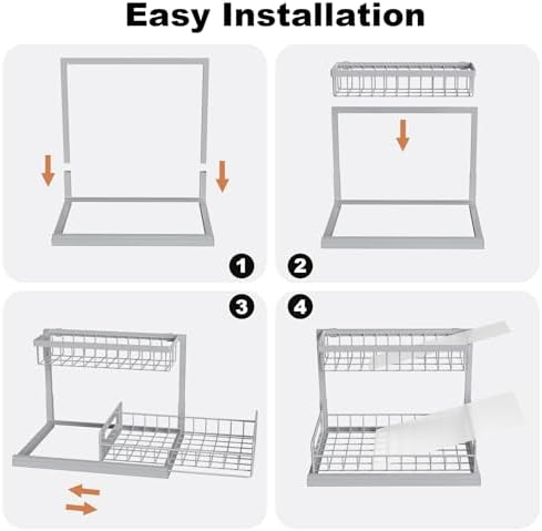 REALINN Under Sink Organizer, L-Shaped 2 Tier Pull Out Cabinet Organizer - Image 6