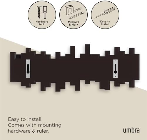 Umbra Sticks Wall Mount Coat Rack, 5 Hook Retractable Pegs, Espresso - Image 6