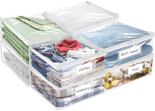 Plastic Storage Bags with Easy-Glide Zipper, Pack of 8, Durable Clear Vinyl Zippered Storage Bags for Clothes Sweaters Comforters Blankets Sheets Bedding (24 x 20 x 11 Inch, Transparent White) by Kikerike