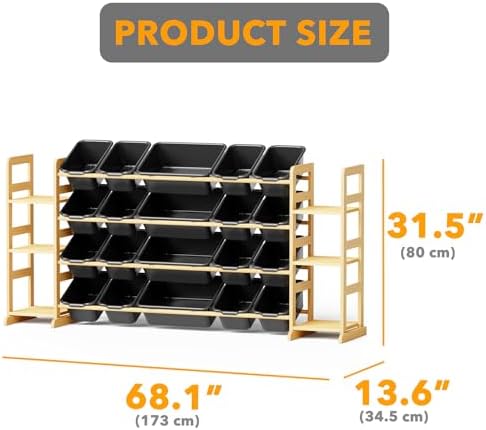 SpaceAid Toy Storage Organizer with 6 Shelves and 20 Bins, Toy Organizers Storage Bookshelf, Kids Bin Shelf Toys Box Bookcase for Bedroom Playroom Organization Room Decor, True Black - Image 2