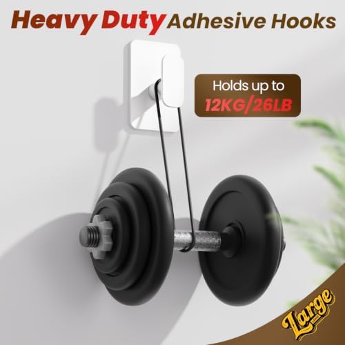 Large Heavy Duty Wall Hooks - 26lb Max, Stainless Steel Adhesive Towel Hooks for Hanging Towel, Coat, Robe, Hat, Sticky Towel Holder for Wall Mount in Bathroom, Shower, Kitchen (White, 4 Pack) - Image 5