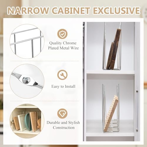 Blulu U Shaped Cookie Sheet Organizer for Cabinet Baking Sheet Organizer Kitchen Cabinet Dividers Vertical Chrome Pan Rack Storage Wires Tray Dividers Face Opening of 3.5"(Silver,1 Pcs) - Image 3