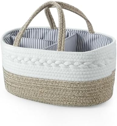 PandaEar Baby Diaper Caddy Organizer, Portable Nursery Storage Basket Cotton Rope Diaper Caddy for Baby Shower Gifts Newborn Infants -Brown - Image 7