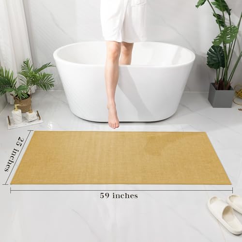 chakme Bathroom Rugs Mat 59x25, Ultra Thin Non Slip Bath Mat Large Quick Dry Absorbent Bath Mat for Bathroom Floor, (Yellow, 59"x25") - Image 2