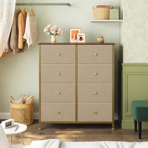 OLIXIS 8 Drawer Storage Dresser for Bedroom, Closet Organizers Units, Khaki - Image 2