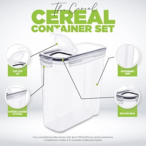 Utopia Kitchen Cereal Containers Storage Set, 2 Pack, 4L, Clear - Image 4