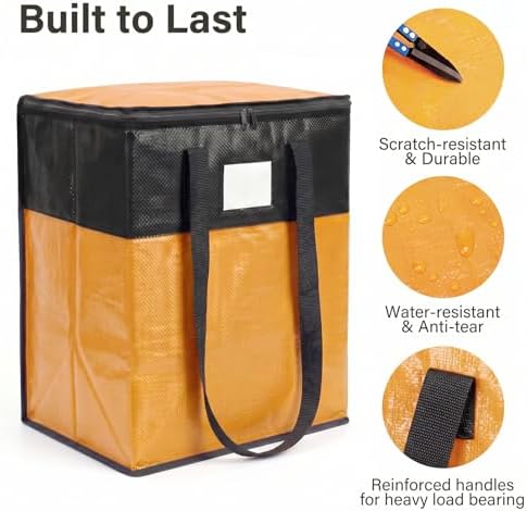 2Pack 180L Extra Large Moving Bags Heavy Duty with Strong Zipper & Comfortable Handles,Sturdy & Durable Clothes Storage Bags,Reusable Packing Moving Boxes for College Dorm,Bedding,Space Saving,Yellow - Image 4