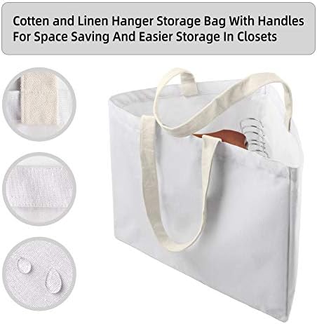 Clothes Hanger Organizer Holder for Space Saving, Hanger Triangle Storage Bag with Handles for Closet Tidier Laundry Rooms Wardrobe Drying Rack, Waterproof Portable Stacker Container (White) - Image 4