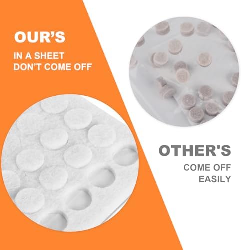 Felt Cabinet Door Bumpers-Small Felt Pads for Cabinet Doors, 3/8" Diameter 200PCS, 3mm Thick Self Adhesive White - Image 3