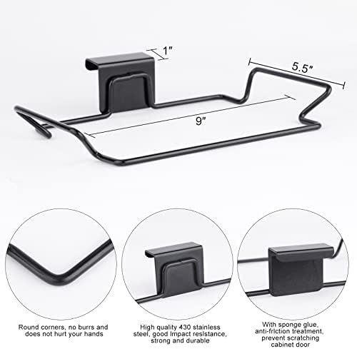 Large Stainless Steel Trash Bag Holder for Kitchen Cabinets Doors and Cupboards, Black - Image 2