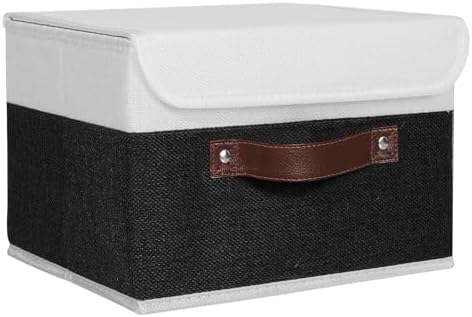 ANMINY Fabric Storage Box Bins with Lids, Black White, 10"x8"x7" by ANMINY