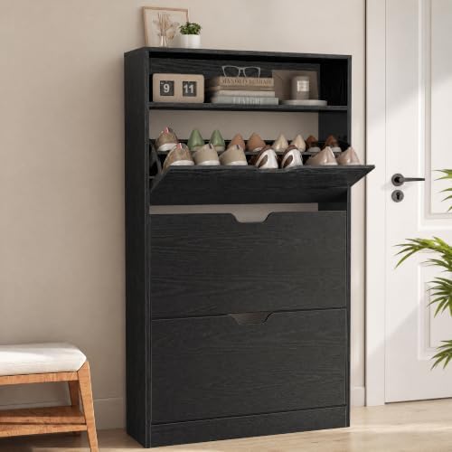 VASAGLE Shoe Cabinet with 3 Flip Drawers, Holds up to 24 Pairs of Shoes by VASAGLEbySONGMICSHOME