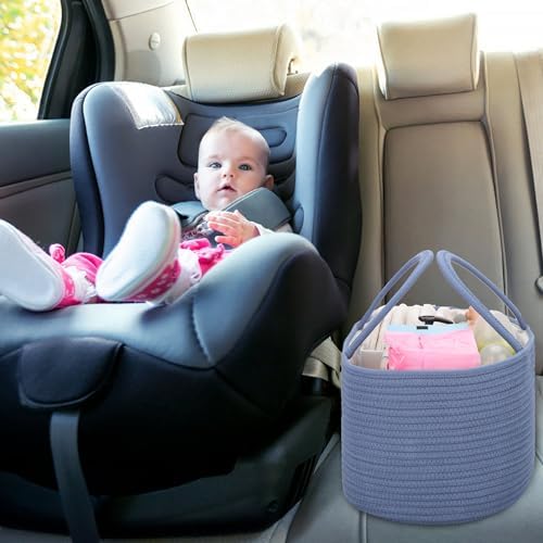 COMSE Large Cotton Rope Baby Diaper Caddy Organizer, Folkstone Gray - Image 4